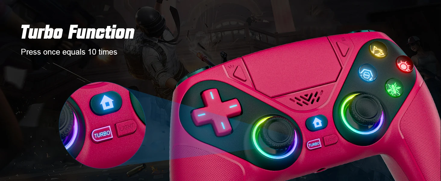 RGB-Controller für Playstation 5, PS5 Pro/PS5 Slim, Hall-Joystick, Dual-Vibration, Gamepad, Turbo, PS5-Controller – Detail 5