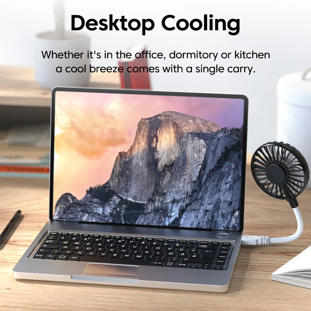 Portable Mini USB Fan Silent Rechargeable Small Desk Fan Strong Airflow Personal Cooling for Office Travel Home Outdoor ﻿ image 2