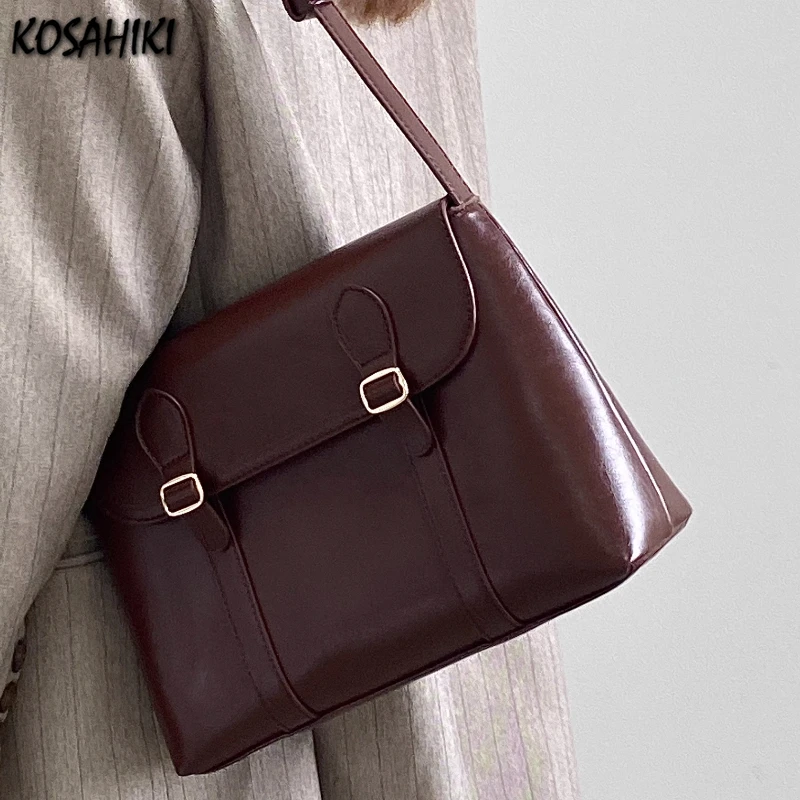 Vintage Solid Trendy Preppy Women Handbags Luxury All Match Punk Shoulder Crossbody Bag Y2k Streetwear Messenger Bags