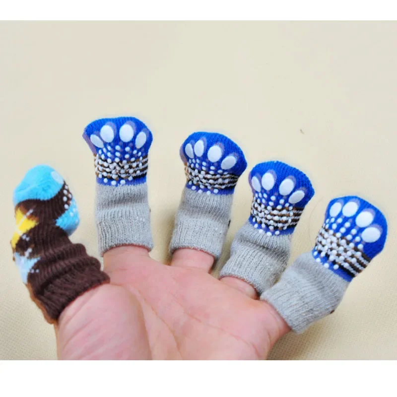 4Pcs Fashion Soft Puppy Dog Pet Knits Socks Cute Cartoon Anti Slip Skid Socks For Small Dogs Breathable Pet Products