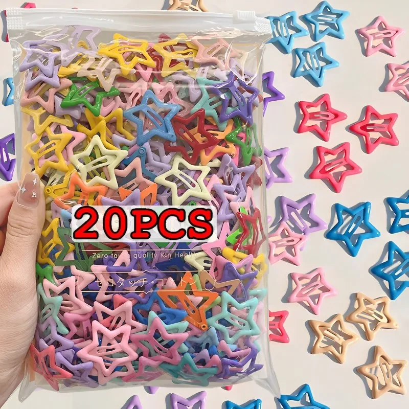 10-20Pcs Colorful Star Hairpin Metal Bb Clips Y2K Women Girl Side Clip Five-pointed Star Mini Hairpins Children Hair Accessories