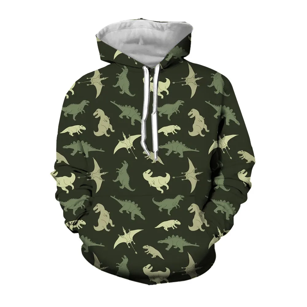 Jumeast 3D Cartoon Dinosaur Printed Jungle Camouflage Graphic Hoodie For Men Streetwear Oversized Hoodie Military Casual Clothes