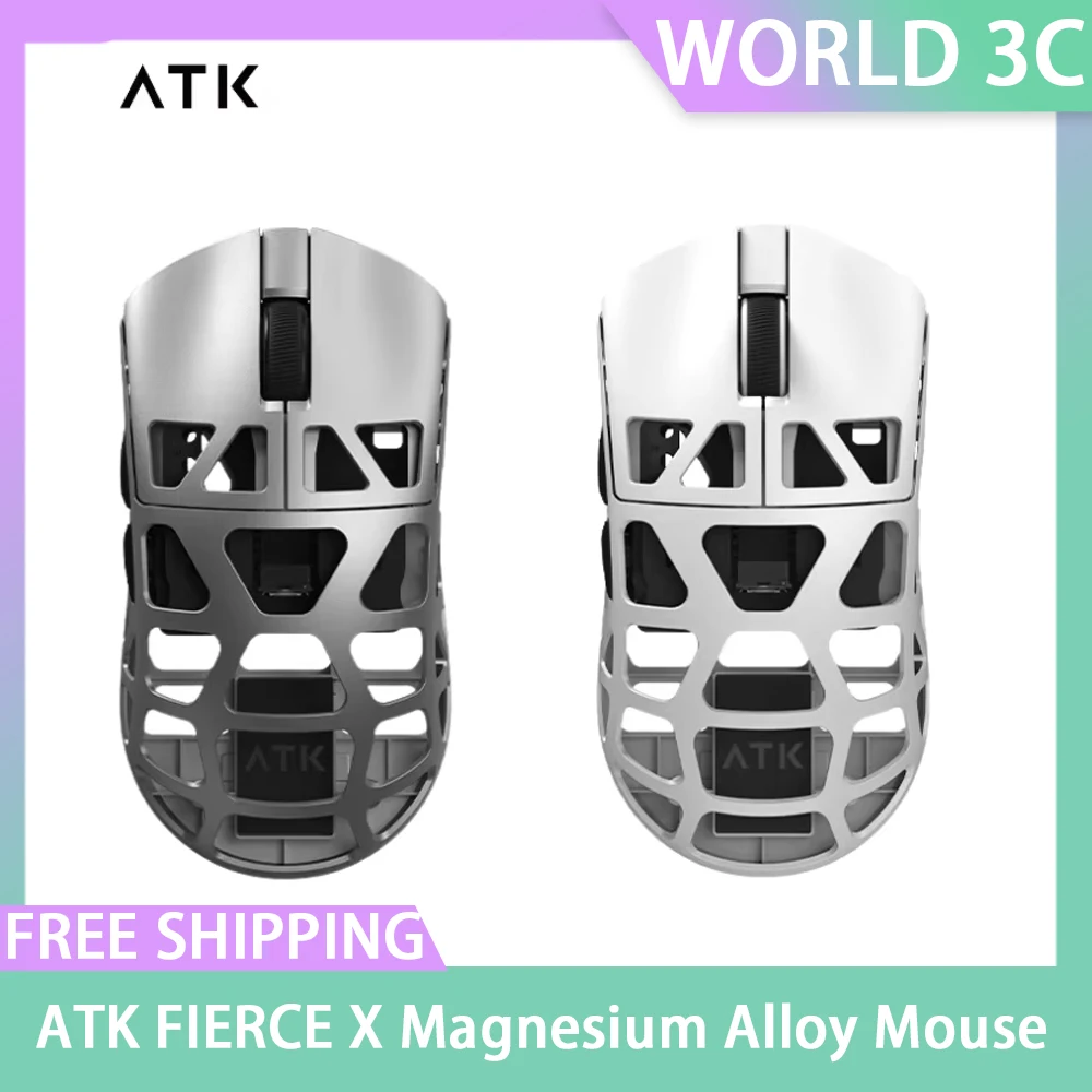 ATK FIERCE X Mouse Dual Mode Wireless Lightweight Magnesium Alloy Gaming Mouse Custom PAW3950 8KHz Hollow Out Mice PC Accessory