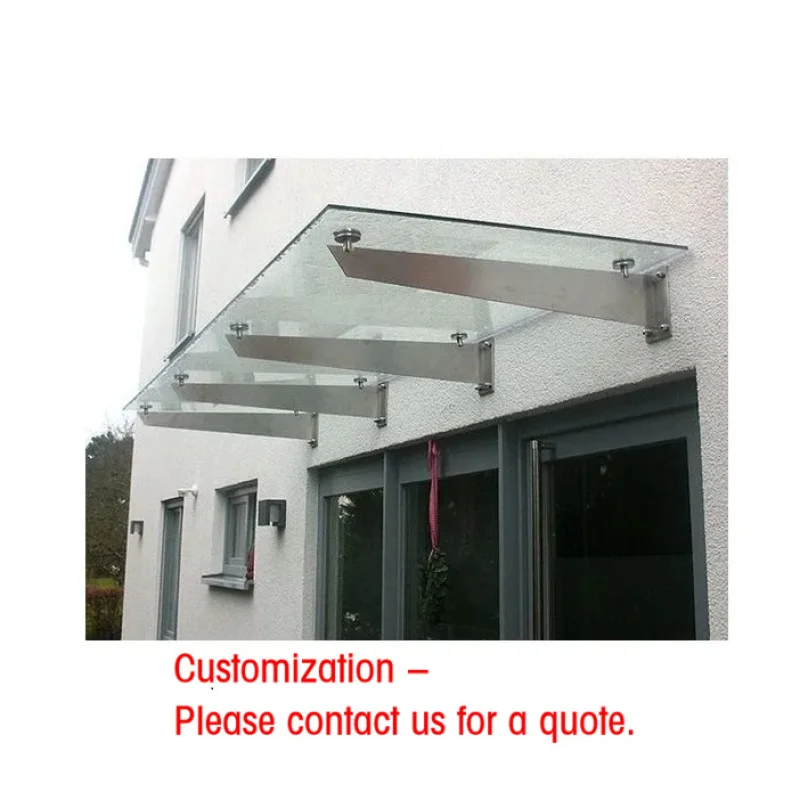 custom.CBMMART Latest Factory Glass Canopy Fittings Exterior Shade Stainless Steel Glass Canopy