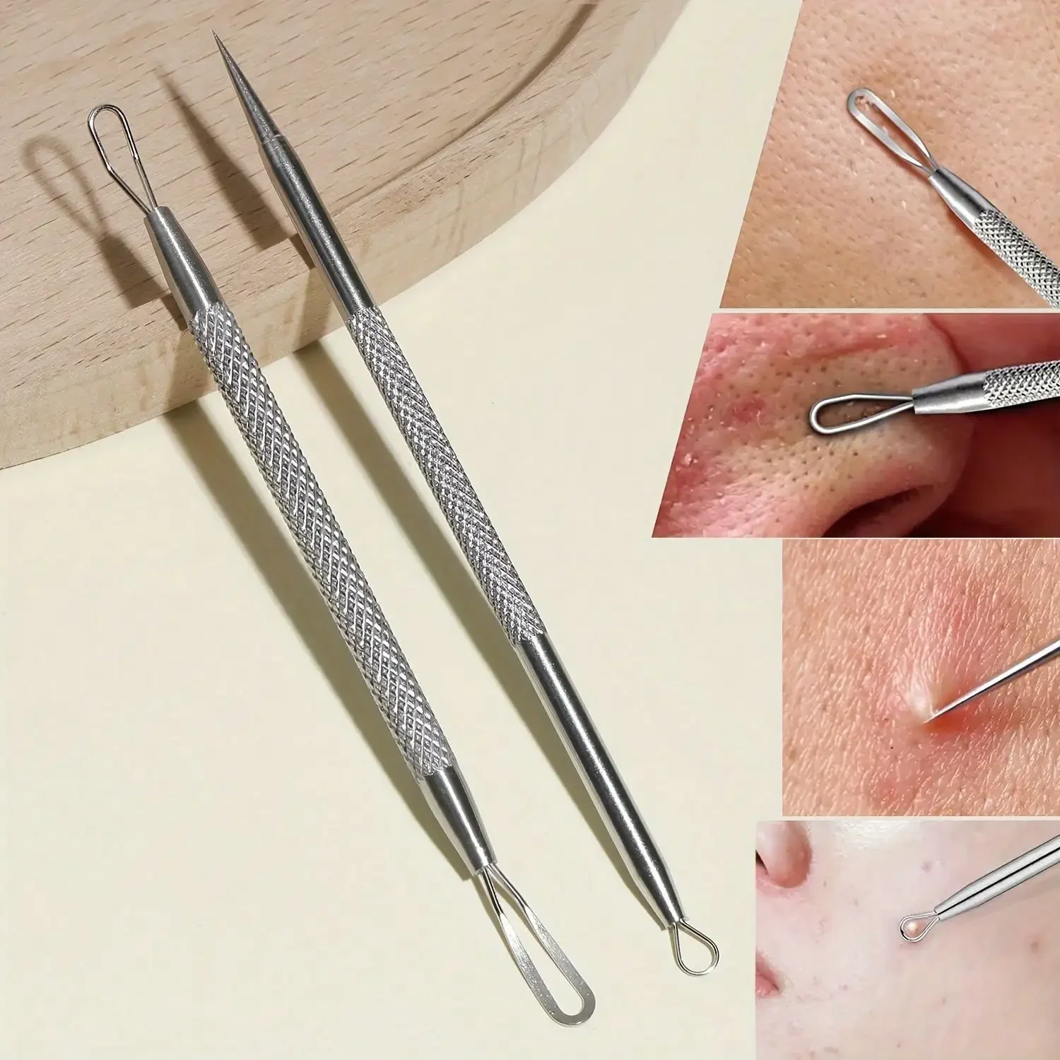 Kit d'outils professionnels pour éliminer les points noirs d'acné, pincettes et aiguilles de précision en acier inoxydable pour la beauté du visage, élimination des points blancs