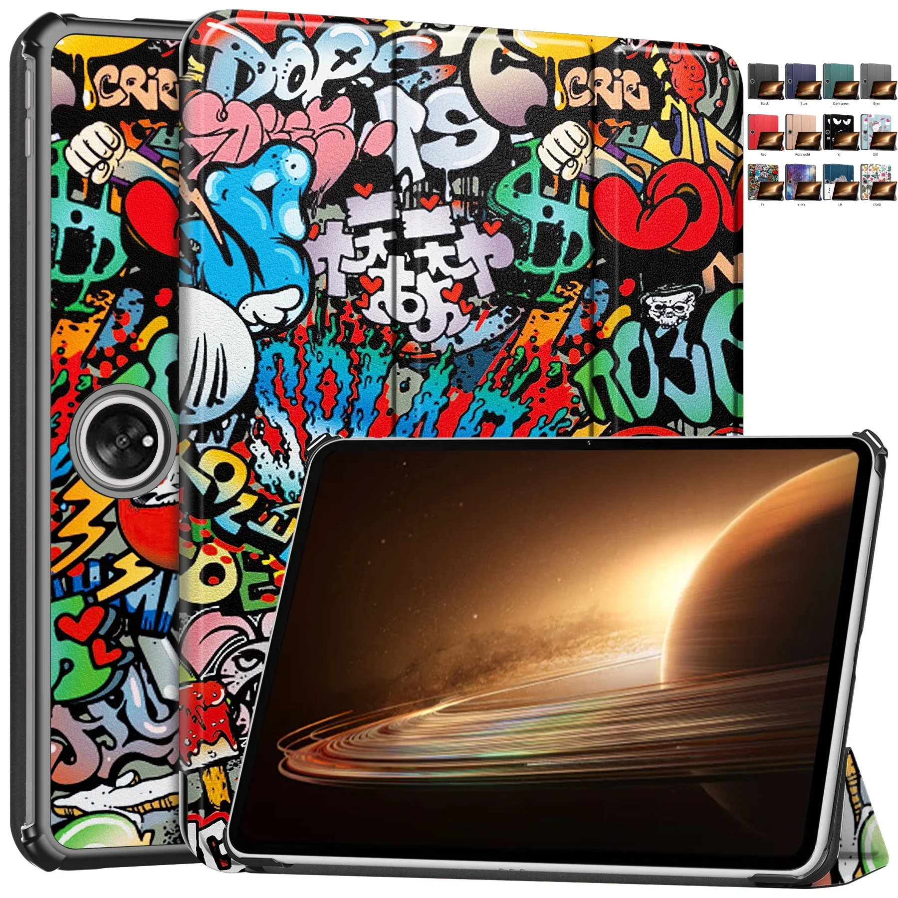 For OPPO Oneplus Pad 2023 Tablet Case Oppo Pad 2 11.6inch Case Tri-Fold Leather Painted Stand Hard Smart Cover Anti-Dust