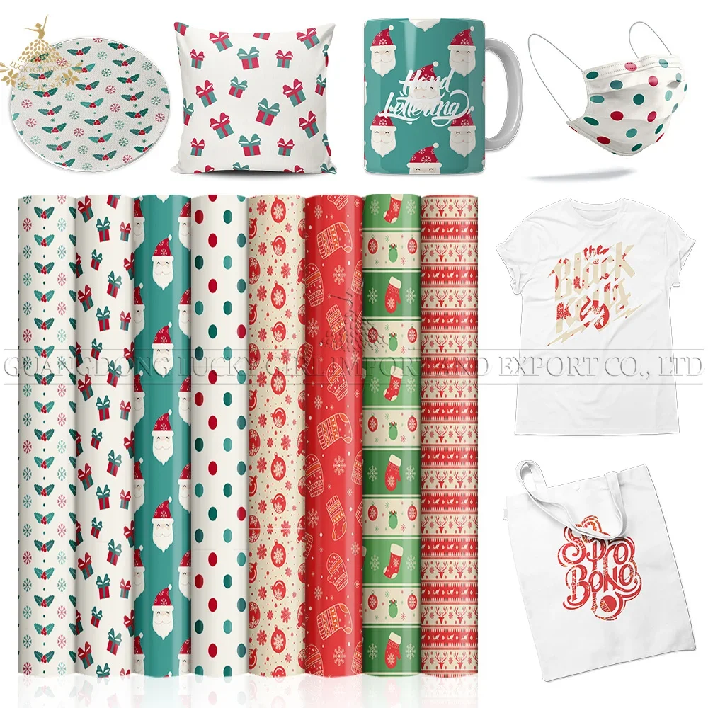 Lucky Goddness 8 Pcs 12*12 IN Christmas Pattern Sublimation Paper Suitable for Mouse Pad Infusible Transfer Ink Heat Transfer