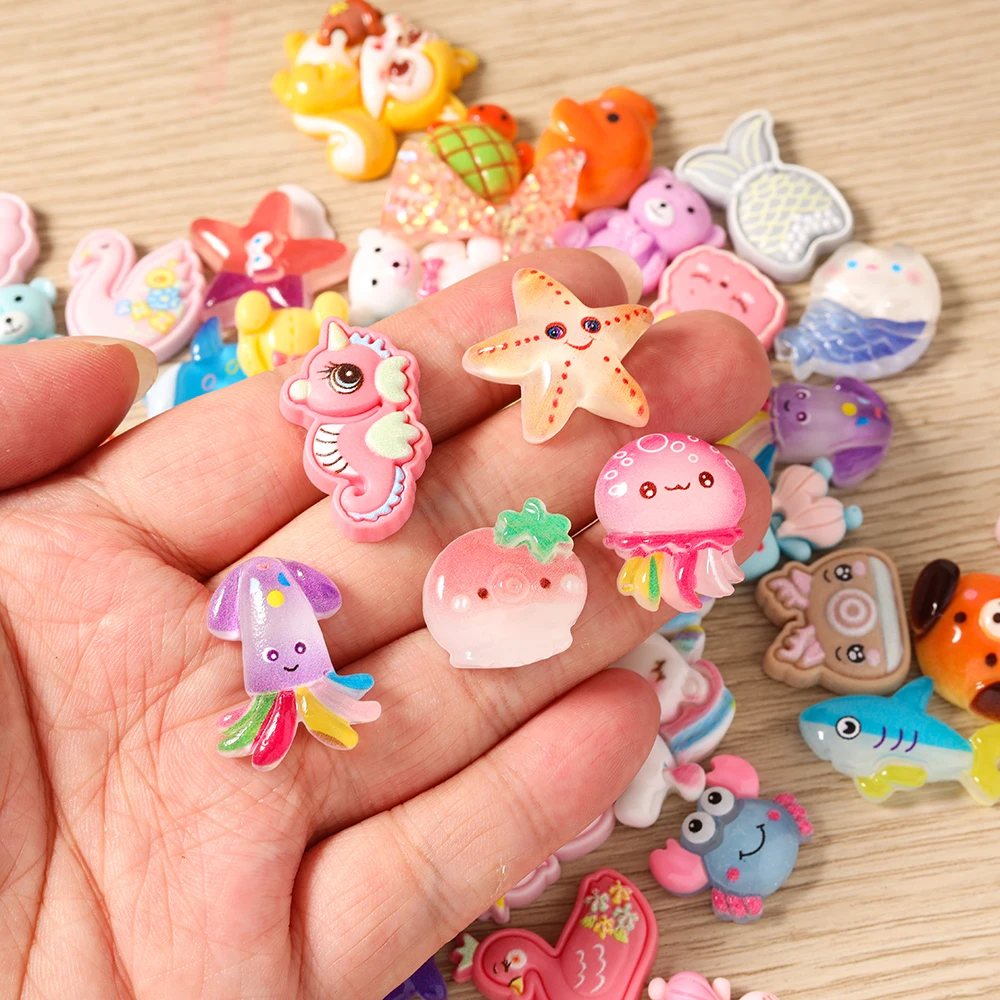 Tusember Mix Charms Harz Bonbonfarben Tiere Bär Hase Flache Rückseite Charms für Ohrringe Halskette Anhänger DIY Großhandel – Detail 4