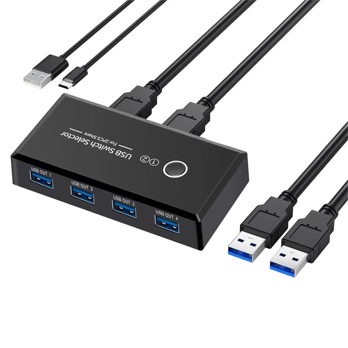 [VALUE PACK]USB 3.0 One-Button Switch for 2 Computers Share 1 Keybord/Mouse/Printer/USB Flash Disk Drive(4 USB Devices)