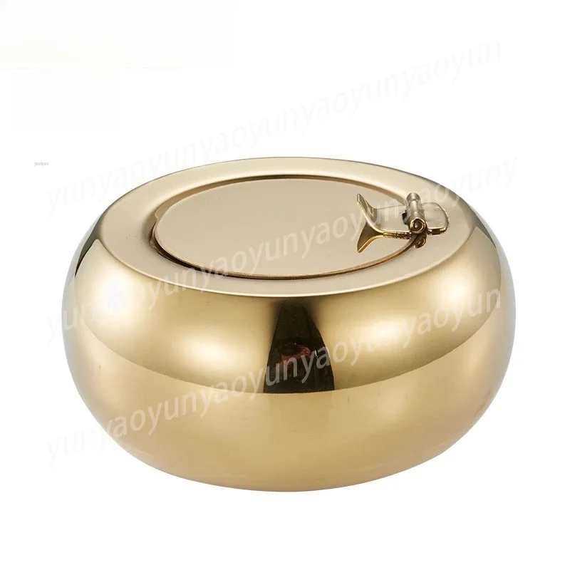 

Airtight Drum Ashtray with Lid Stainless Steel Smell Proof Modern Design for Home Bar Outdoor
