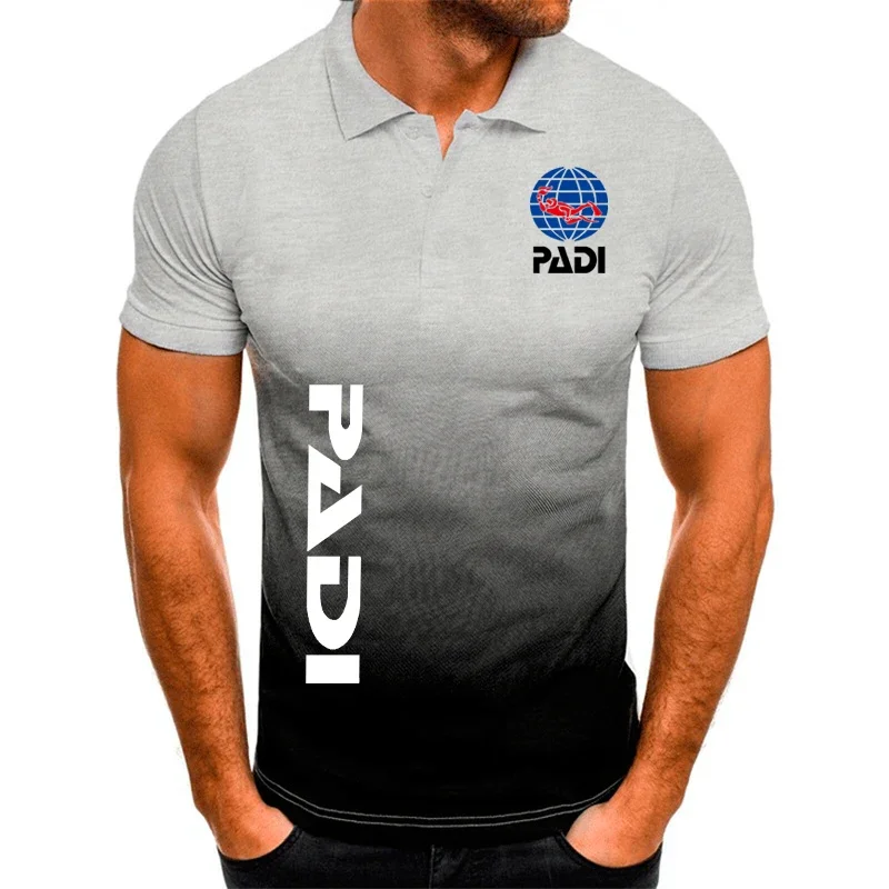 Camisa polo de mangas curtas PADI masculina, top confortável e respirável, esportes de lazer, lazer ao ar livre, trabalho, casual, verão, 2024