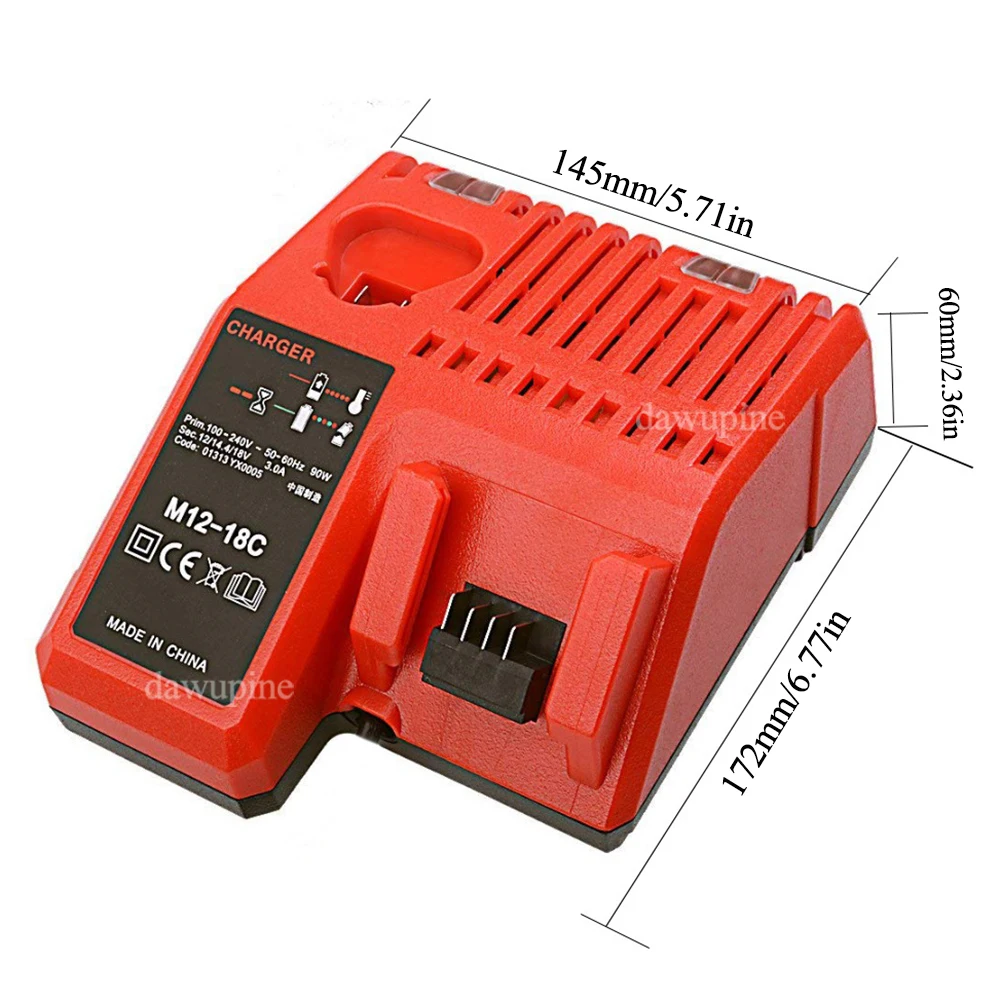 Pro M12-18C lithiové baterie s dvojitým portem a rychlonabíječkou pro Milwaukee M12 M14 M18 10,8 V 14,4 V 18 V - náhled 6