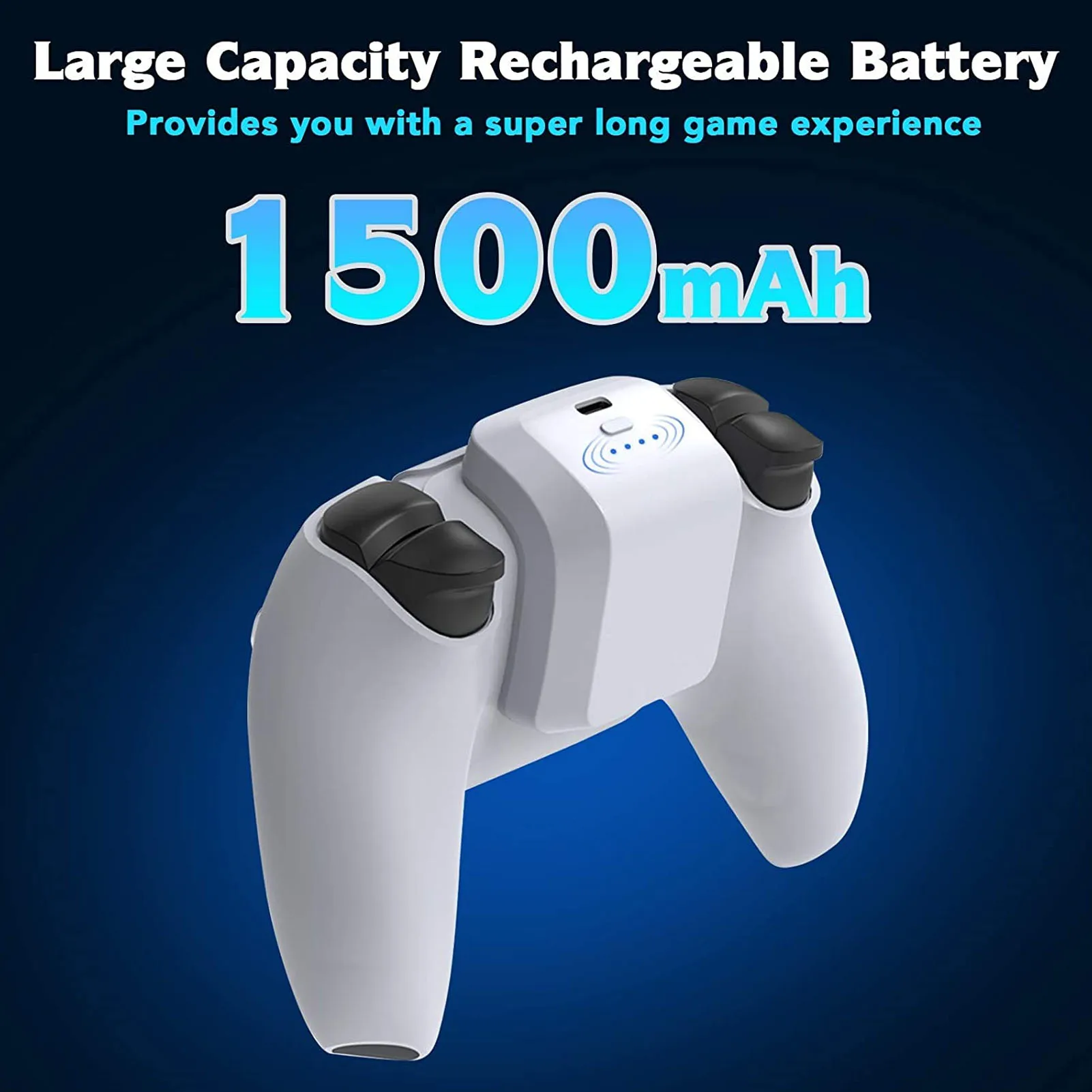 Paquete de controlador de batería recargable, indicador LED de carga rápida de 1500mAh, USB tipo C, para PS5