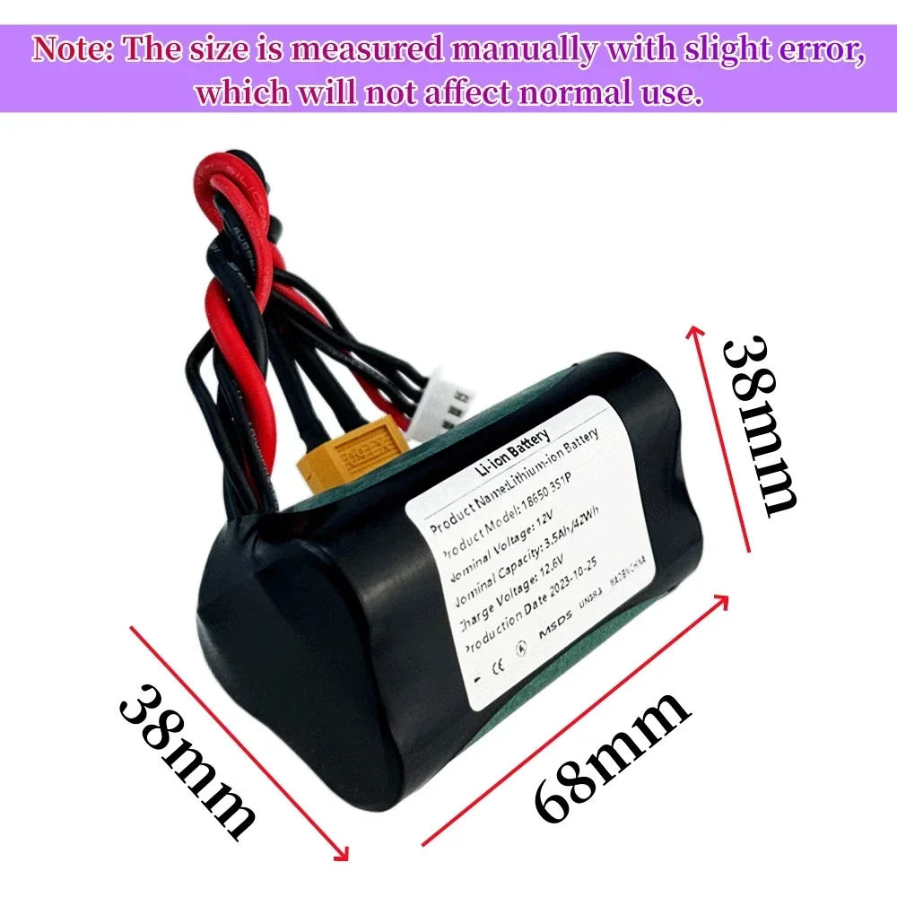 12V 3500mAh 3S1P 42Wh UAV Rechargeable Li-ion Battery, for Various RC Airplane Quadrotor Connector XH2.54+XT60