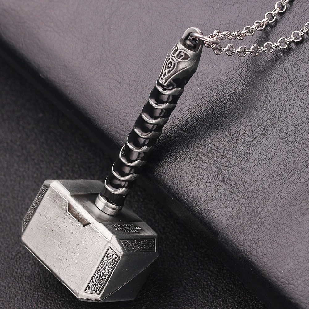 Thors Hammer Mjölnir Halskette Universelles Modeschmuck-Accessoire Trendiger Persönlichkeits-Superhelden-Thor-Anhänger für Männer und Frauen – Detail 7
