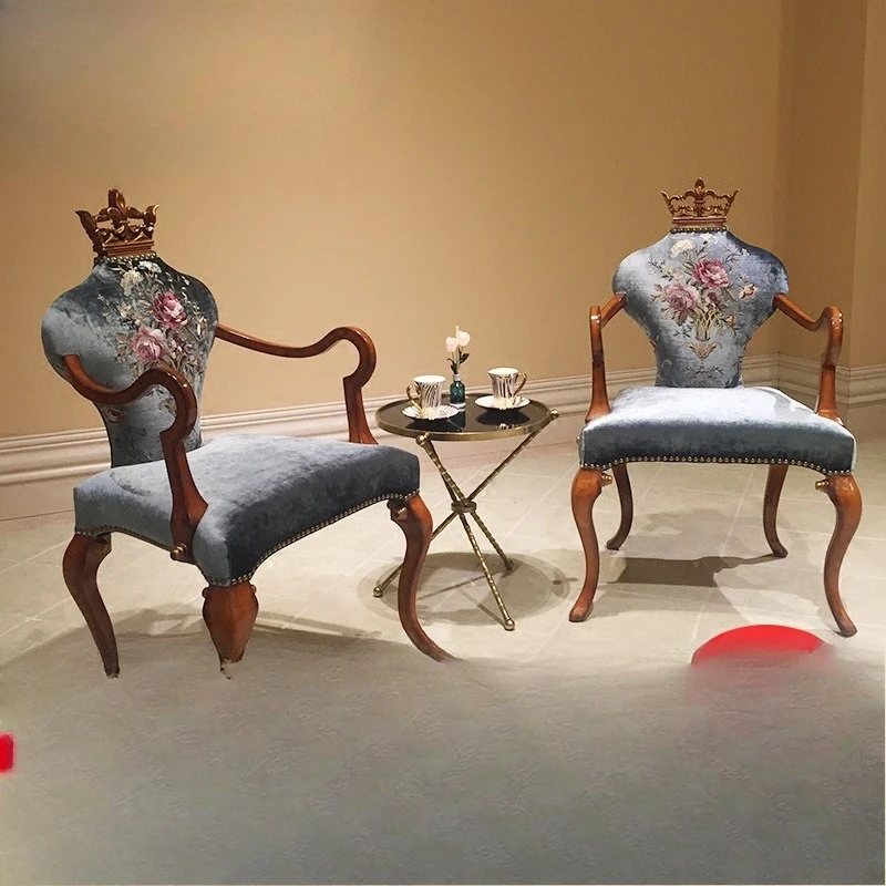 

Princess chair light luxury crown British royal, carved armchair whole house furniture