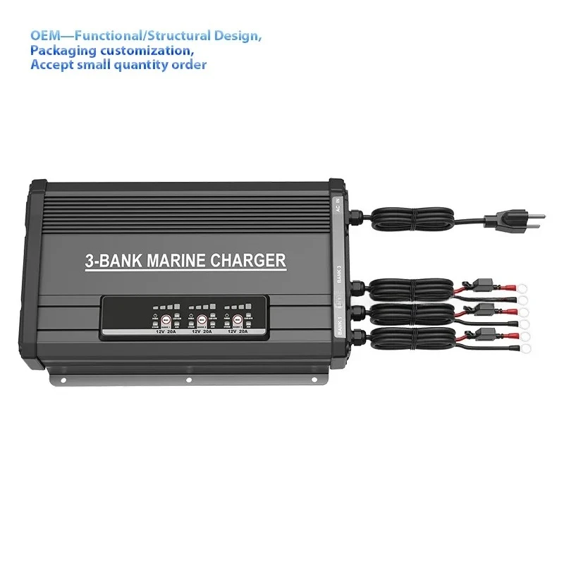 

Professional 2-Bank IP67 Waterproof Marine Onboard Charger 12V 10A 36V 10A Lead Acid Battery Charger Over-Charging Protection