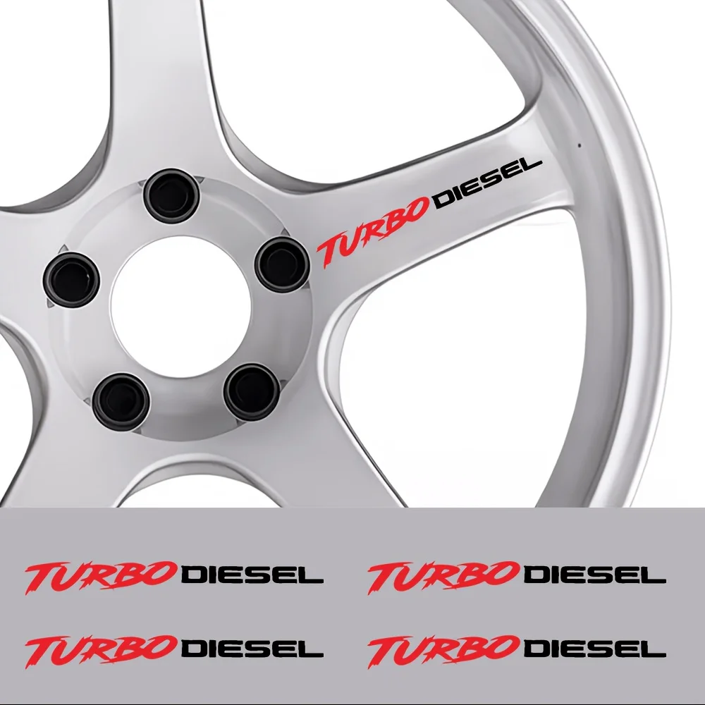 4Pcs/Set TURBODIESEL Sticker Decal Waterproof Vinyl for Car Motorcycle Rear Wheel Sporty Decor