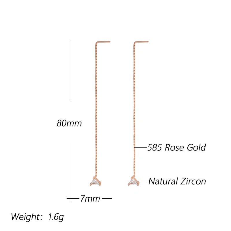 Kinel Hot Shiny Natural Zircon Ear Wire Earrings for Women Luxury 585 Rose Gold Color Modern Wedding Party Daily Fine Jewelry