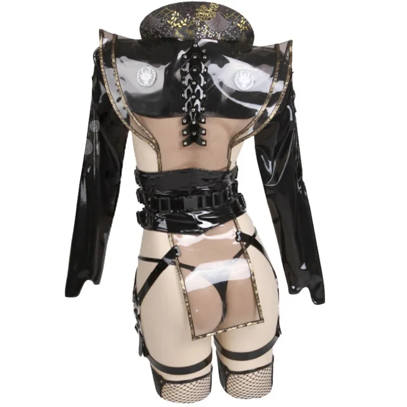 Dark Reign Ninja Shadow Snow Shadow Patent Leather Case Cosplay Costume Outfit with Tassel Cosplay Bodysuit