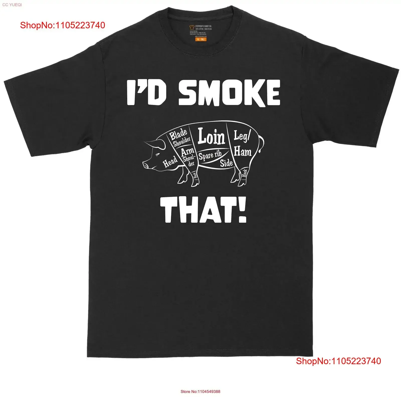 Fumo que cerdo versión grande y alta camiseta para hombre divertida vintage lavada moda gráfica estirada Casual Unisex