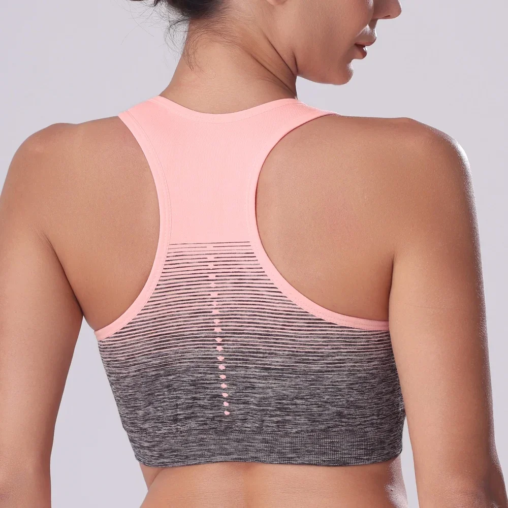 Women's Soft Gradient Medium Support Yoga Sports Bra Brief Set