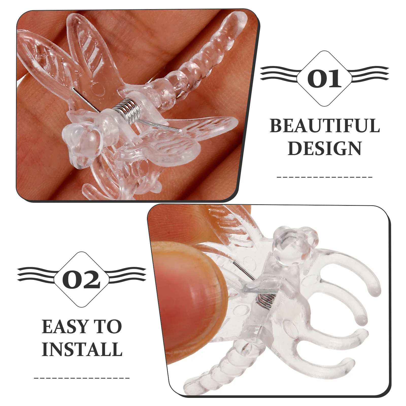 10 قطعة مقاطع جذع الأوركيد واضحة اليعسوب تصميم دعم النبات المشبك لفاصوليا الطماطم الكرمة تسلق زهرة لوازم حديقة #3