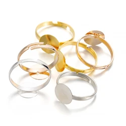 20Pcs/lot 10mm Metal Plating Adjustable Blank Rings Base Setting For DIY Handmade Ring Base Jewelry Making Accessories
