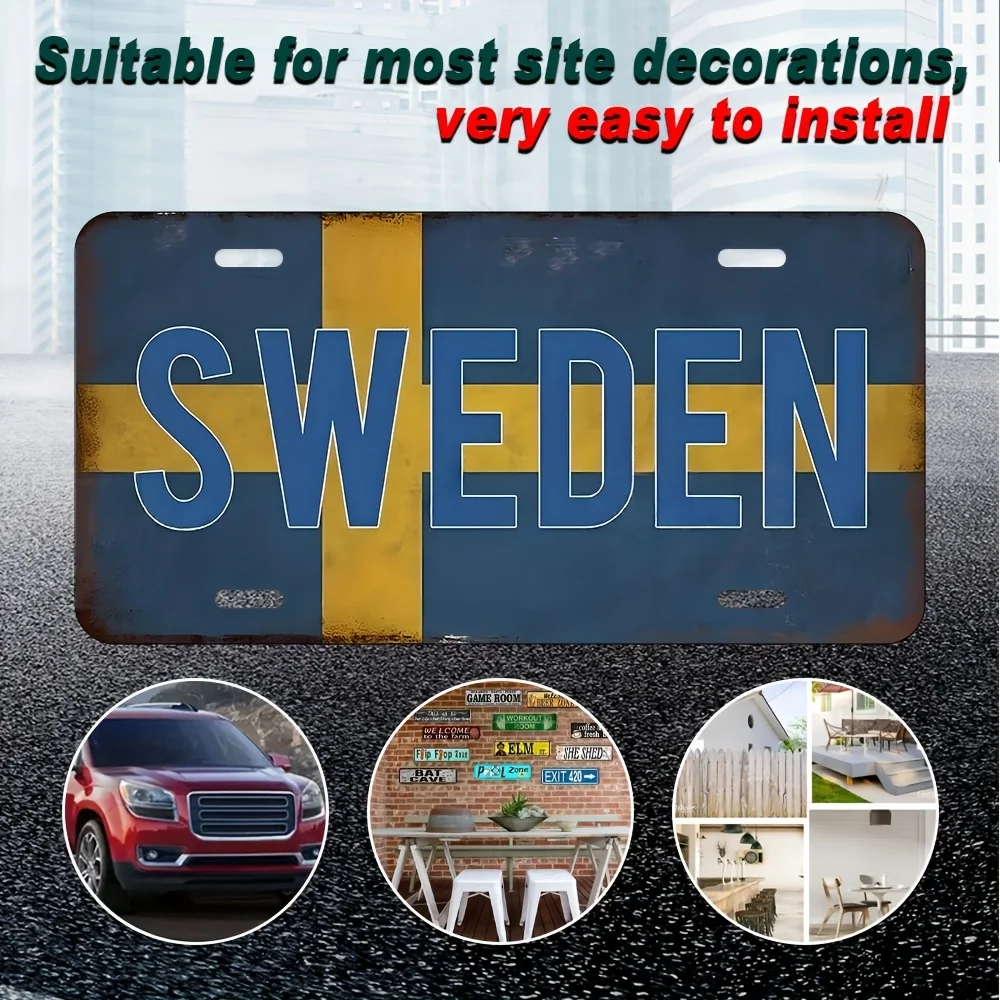 Sweden Vintage Aluminum Wall Hanging Decorative Sign, , Multipurpose Retro Plaque for Home, Room, Restaurant, Bar, Cafe, Garage