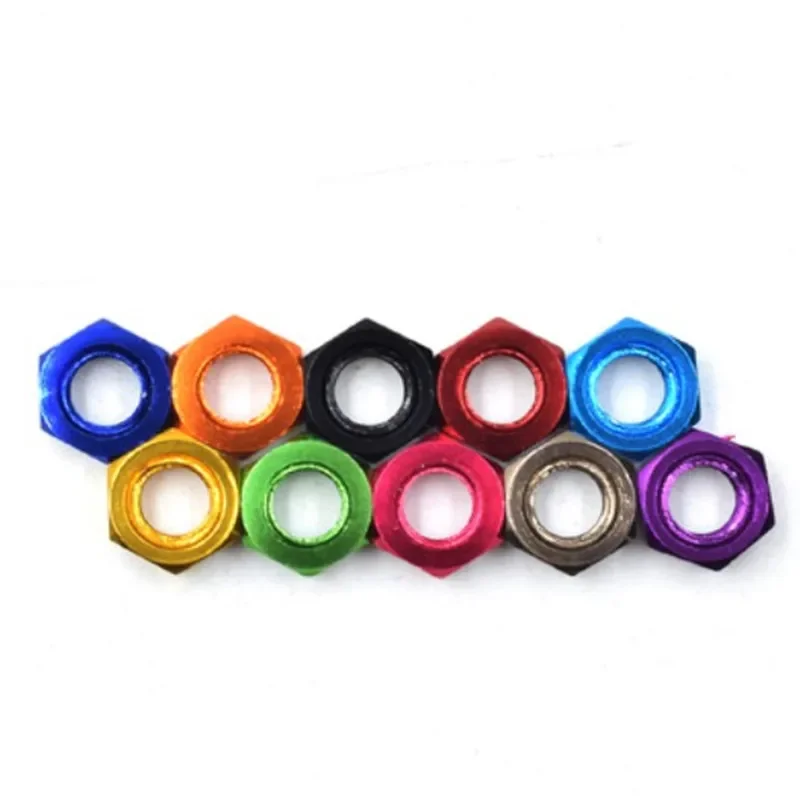 10pcs/lot DIN934 M3 M4 M5 M6 M8 Anodized colourful Aluminum Hex Nut for RC Models