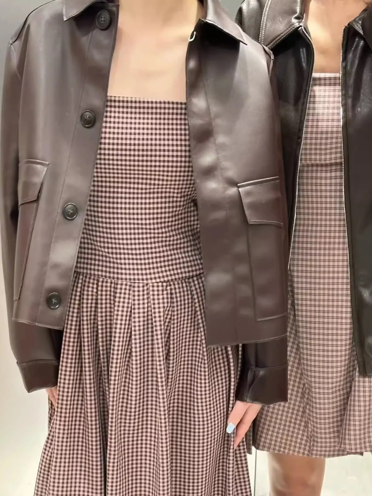 معطف نسائي ريترو Sle ort Jaet فضفاض مناسب من الجلد الصناعي بياقة مقلوبة وصل حديثًا لخريف 2025 ملابس خارجية للسيدات