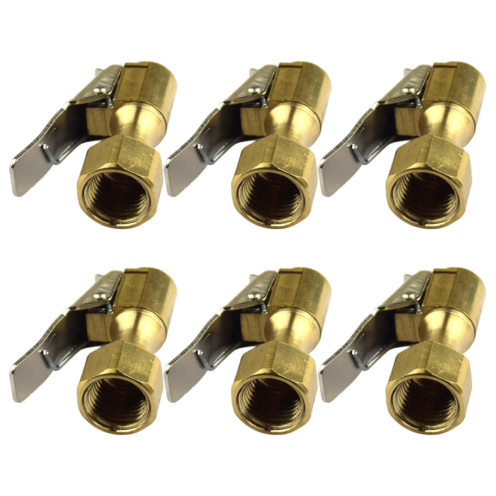 6 قطعة منفاخ إطارات نحاسي شديد التحمل تشاك لا تسرب كليب على فوهة الهواء لصيانة المركبات الإطارات تشاك فوهة هواء السيارة #1