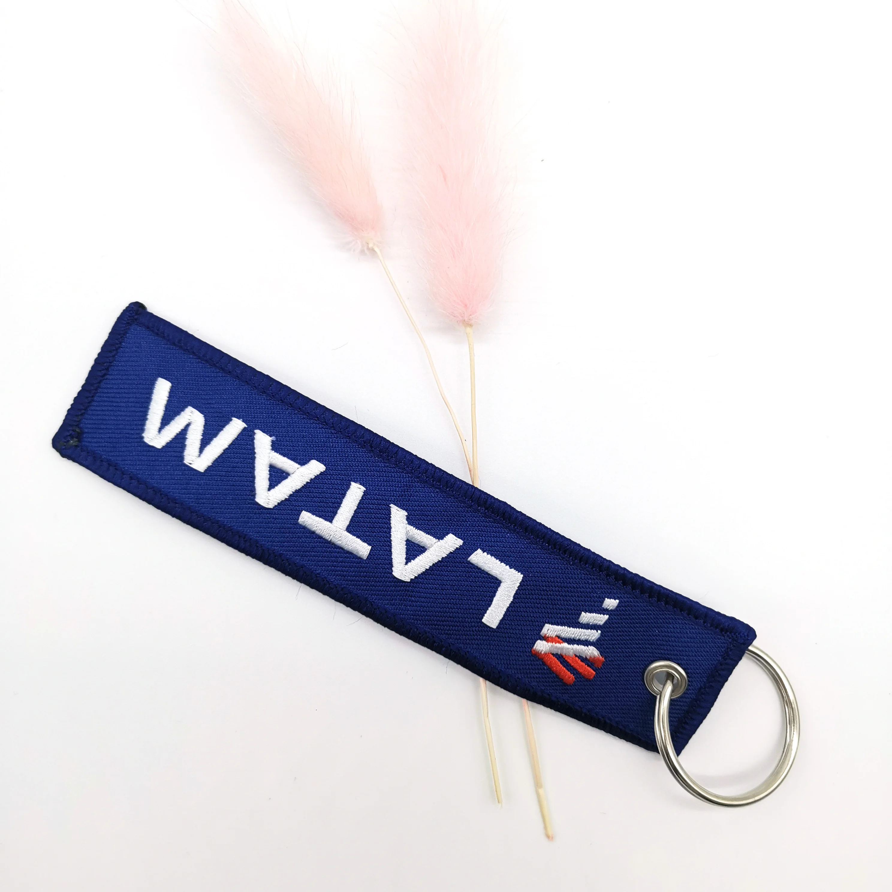 1 PC Fashion Trinket LATAM Blue Embroidery Keychain Metal Keyring Pilot Keychain Accessories Fashion Backpack Suitcase Key Tags