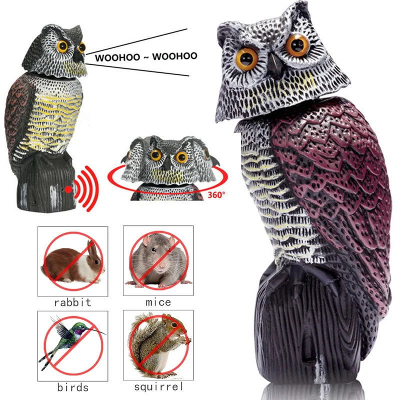 Fake Owl Decoy Shake Head Owl Decoy To Scare Birds Away Scarecrow Fake Owl Outdoor Garden Decoration Owl Decoy To Scare Birds