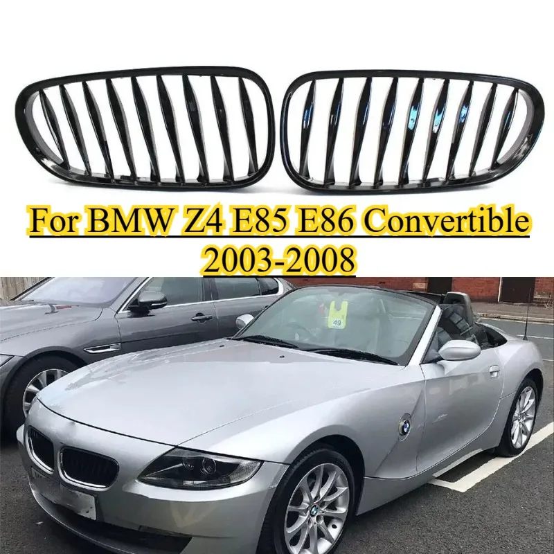 

For BMW Z4 E85 E86 Convertible 2003-2008 Pair Glossy Black Car Front Kidney Grille Racing Grills Grilles Auto Car Accessories