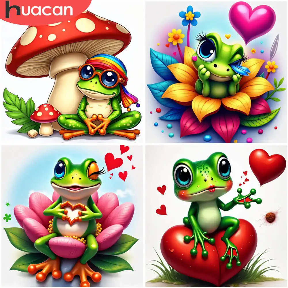 

DIY полный 11CT наборы для вышивки крестом красочные лягушки грибы предварительно напечатанные тканевые иглы Aida нитки декор в виде животных