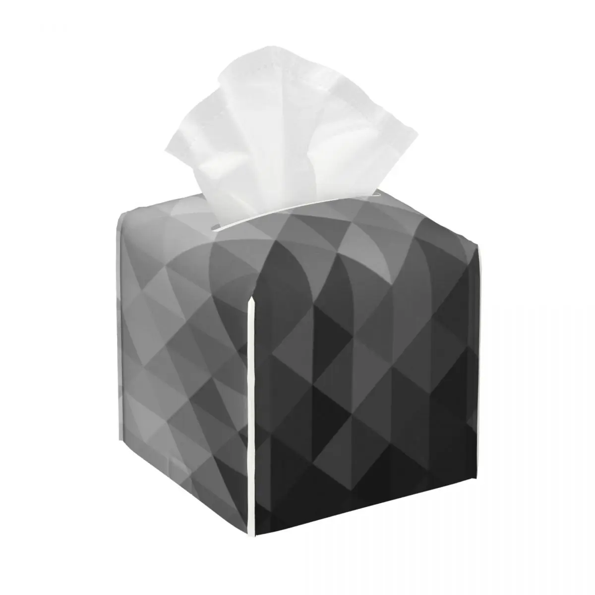 

Grayscale Triangle Geometric Squares Pattern Facial Tissue Box Cover Square Modern Art PU Leather Tissue Box Holder for Car Home