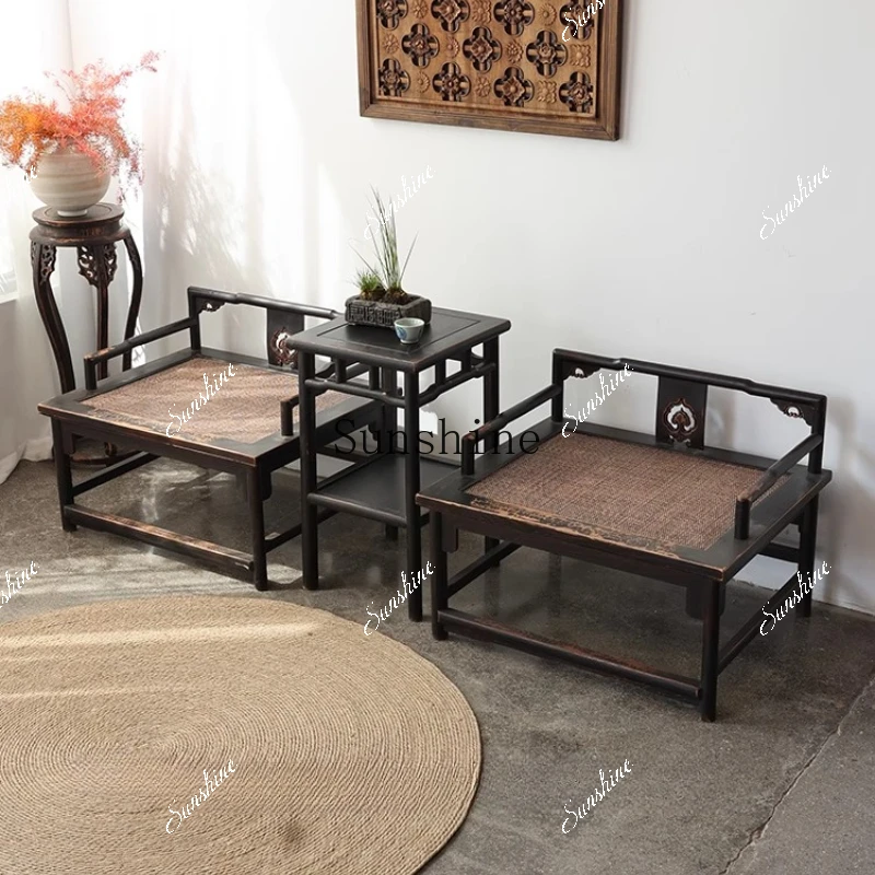 Yoga meditation cross-legged solid wood Chinese antique Ming and Qing classical furniture FT
