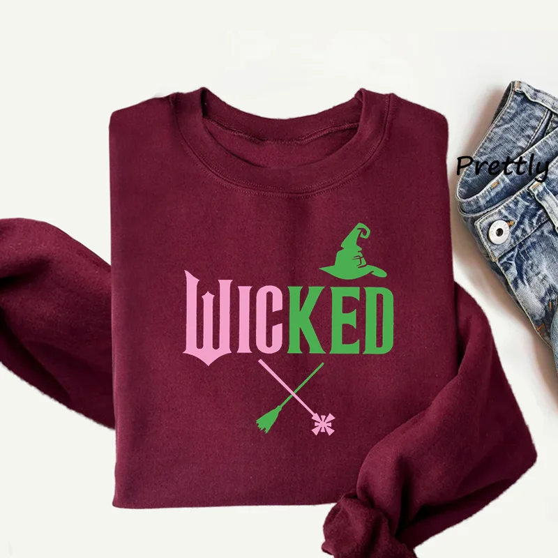 Wicked Change for Good Graphic Sweatshirts Witch Pink and Green Wicked Musical Movie Clothes Fashion Knit Pullover Streetwear