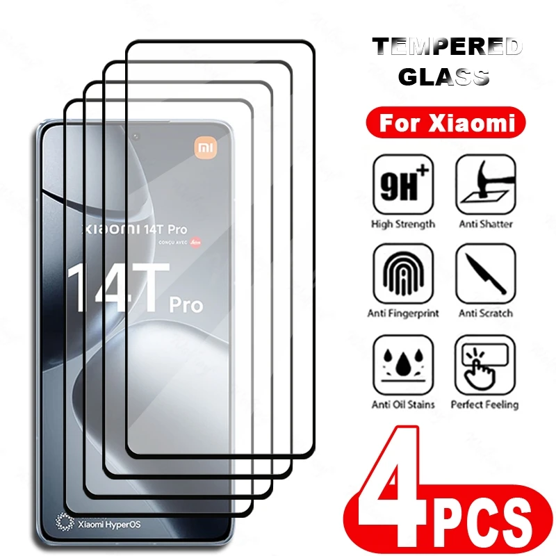

4 PCS Tempered Glass For Xiaomi 14T Pro Glass Protective Film Xiaomi 14T Pro Full Cover Screen Protector Xiaomi 15T Pro Glass