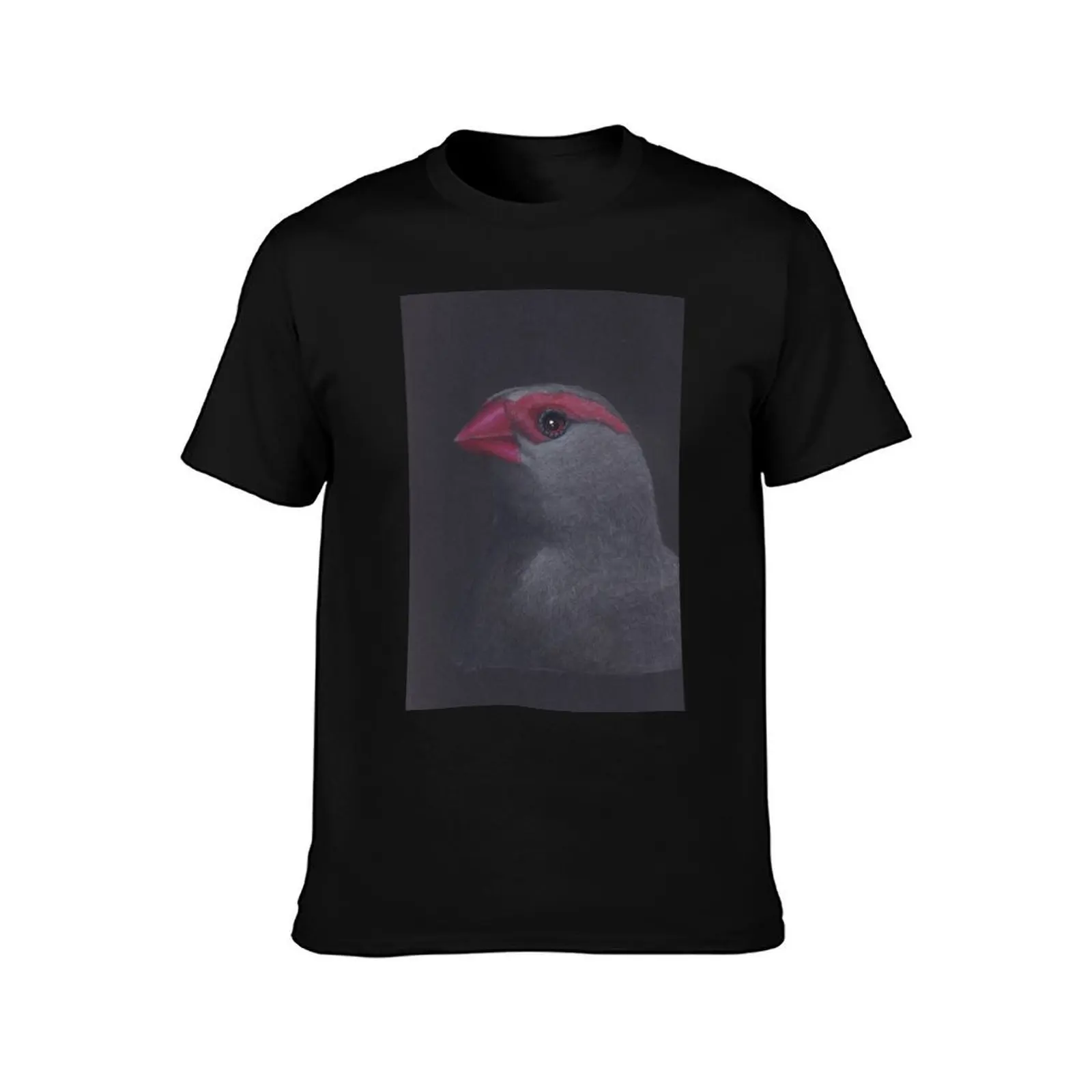 Red Cap finch T-Shirt, Summer Casual Cotton Tee, Oversized Streetwear Tops, Vintage Graphic Print, Loose Fit Short Sleeve