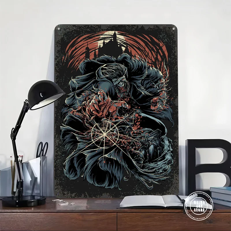 Werewolf Hunter 3D Texture Metal Poster Customized Wall Art Tin Sign Gift for Mancave Home Decoration Room Bathroom Decor Luxury