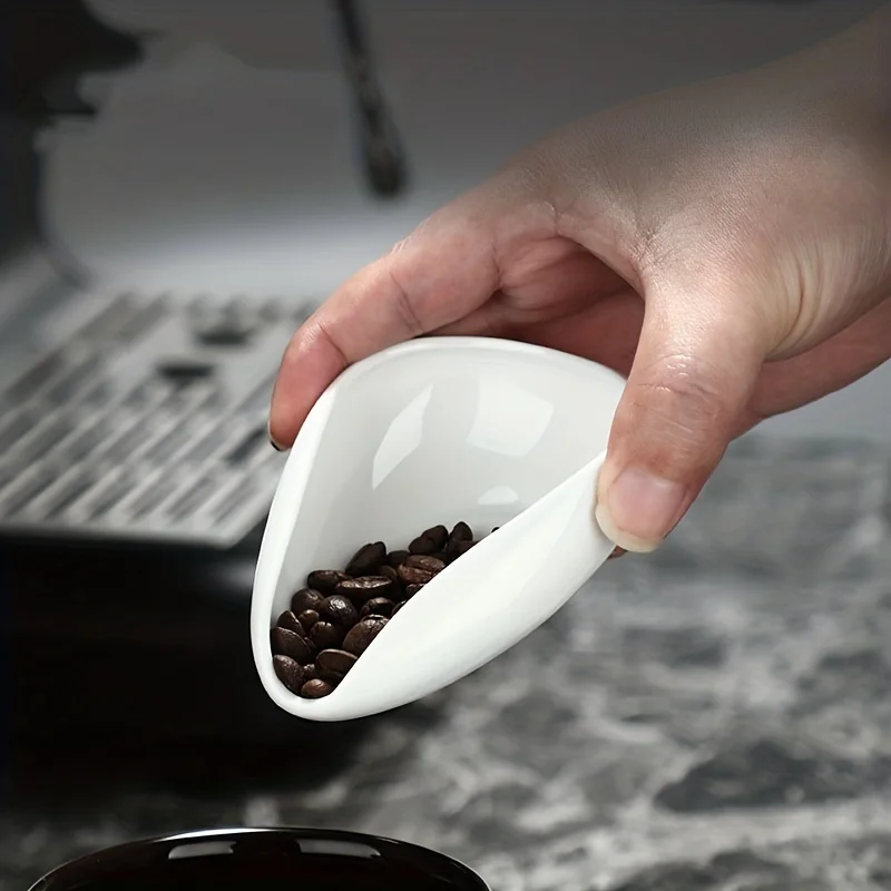 1pc Coffee Beans Dose Trays Pure Smooth Porcelain Teaspoon Tea Separator Vessel Set Tools Coffee Bean Spoon Shovel Tea Trays