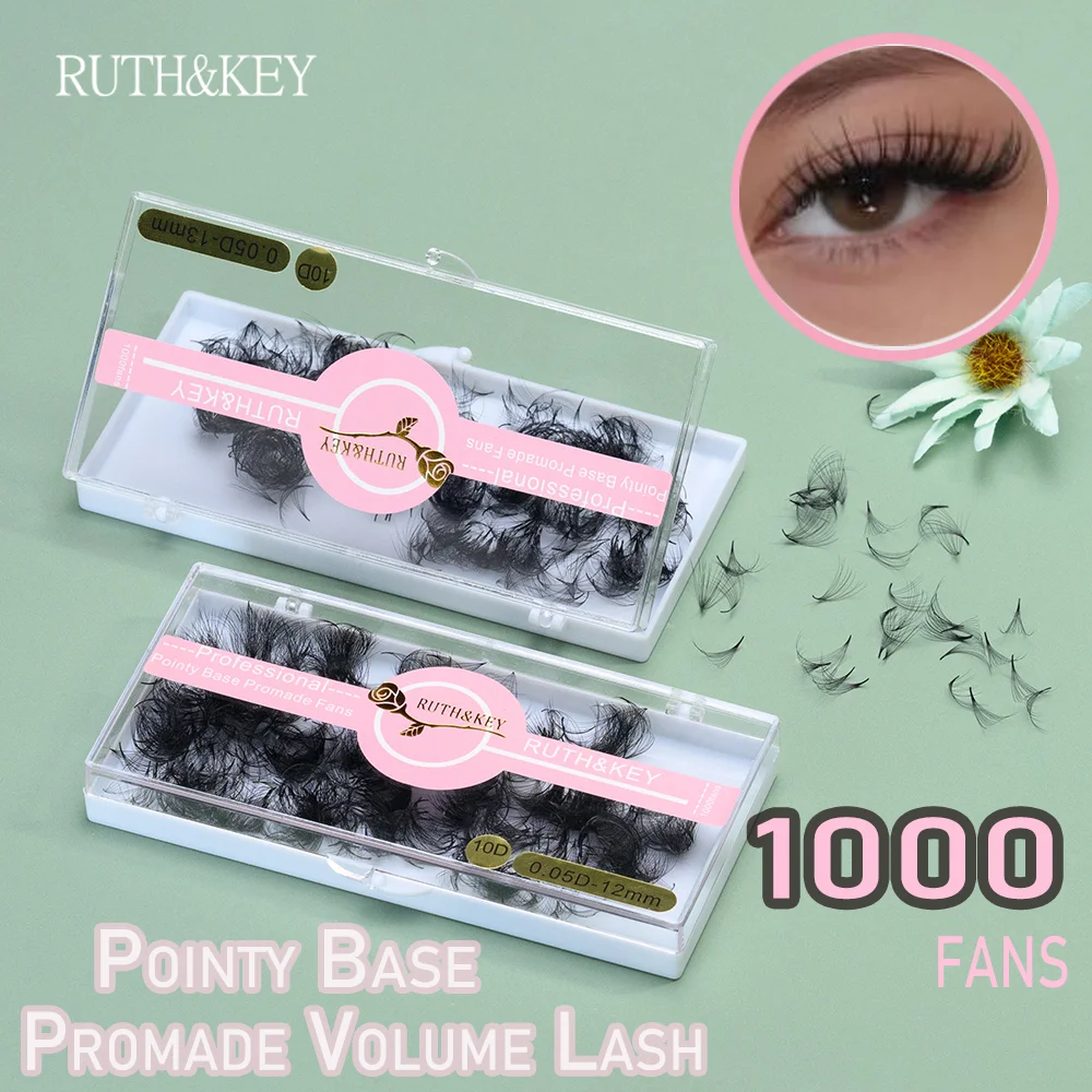 

1000 Fans 3D-14D Promade Loose Fan Lashes Eyelash Extensions Thin Pointy Base Premade Lash Fans Stem Sharp Russian Volume Lash