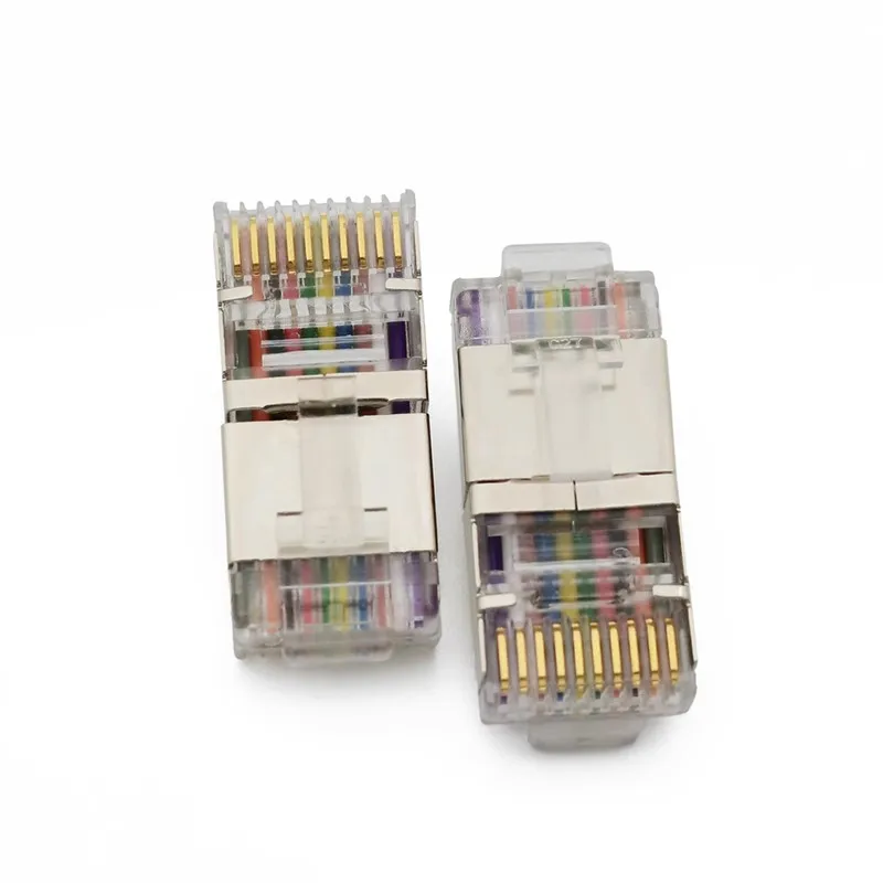 10PCS RJ48 Connector 10P10C Shielded Network cable 10-core special wire RJ50 10P gold plated transparent socket Plug