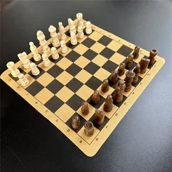 Wooden Chess 28cm Chess Pieces Set 2.5 Inches 32 Pieces Portable Tabletop Entertainment Puzzle Game