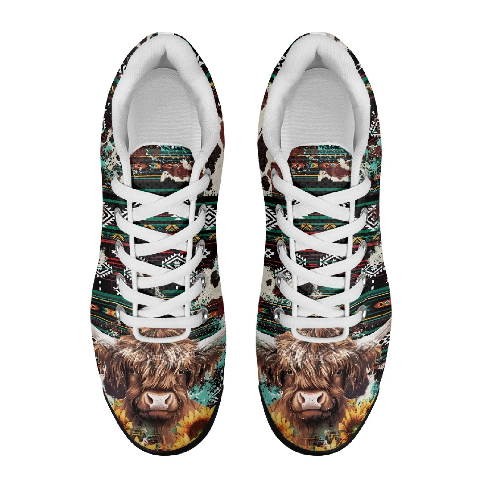 XIXIRIMIDO Air Cushion Sneaker Women Running Shoe Nurse Shoes Men's Sneakers and Casual Shoes Tenis Feminino Aztec Highland Cow