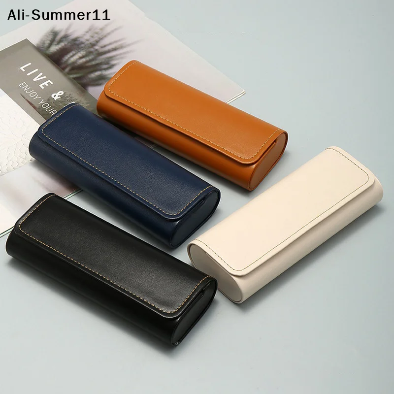 【Wq0】 Étui à lunettes en cuir PU portable pour hommes et femmes, boîte de rangement pour lunettes de soleil et lunettes optiques, sac anti-pression pour lunettes, accessoires
