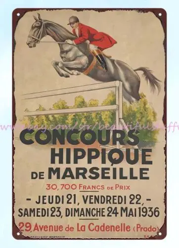 art posters 1936 Concours Hippique De Marseille horse racing metal tin sign