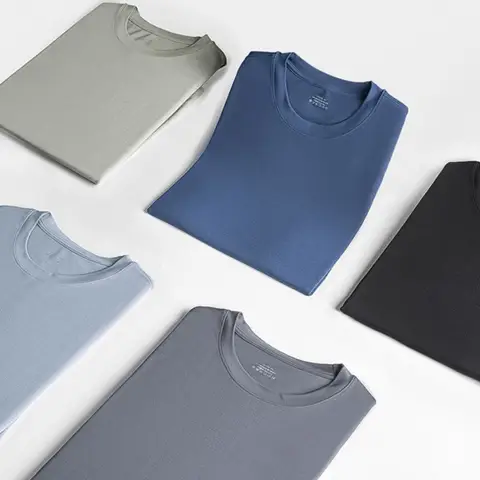 94% Modal 6% Spandex Sommar Kortärmad T-shirt Herr Rund Hals Enfärgad Casual Underkläder Märke Högkvalitativa Herrkläder Nya 10 best sales t-shirt i nylon och spandex - №7